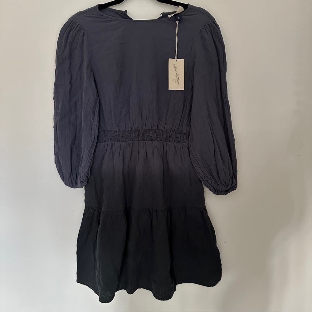 NWT- Universal Thread Womens A Line Dress Gray Ombre Keyhole Back Long Sleeve